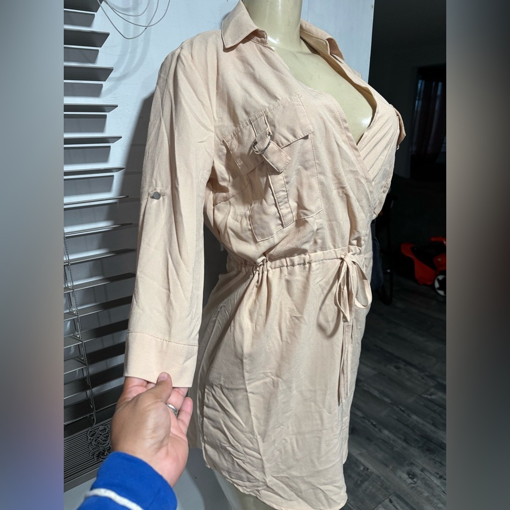 Bluebelle Tan Wrap Dress - Picture 2 of 7